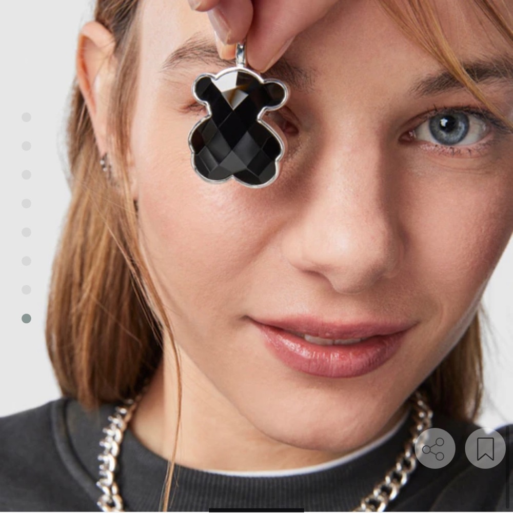 Silver TOUS color pendant with faceted ONYX 3.3CM